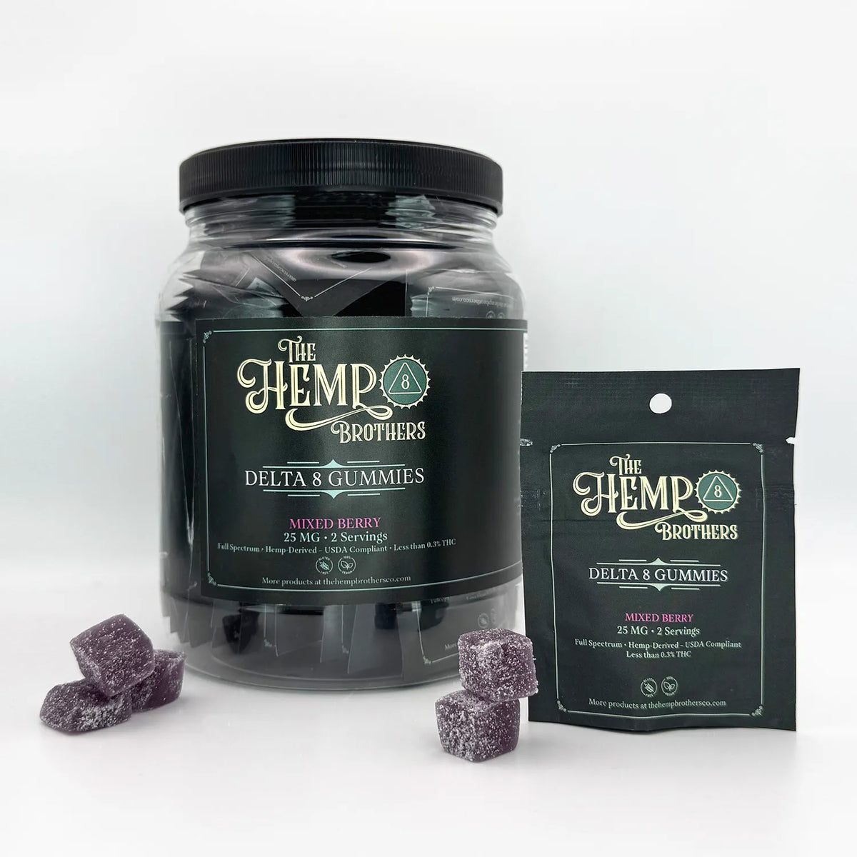30ct 2Pack Jar Delta 8 Gummies - 25mg for Stress & Daily Wellness